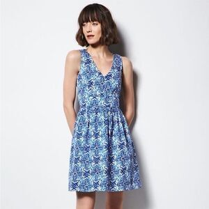 Milly Blue & White Floral Fit & Flare Dress